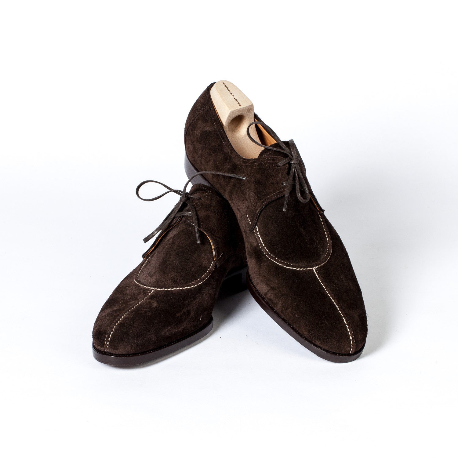 Derby "French Norwegian" made of Dark Brown Suede - purely handmade